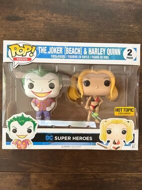 Funko pop! Beach Joker & Harley Quinn 2-Pack - Green, Purple, Yellow, Red